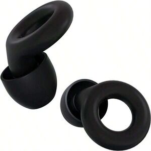 New Black Circle Round Ear Plugs With Case Silicone‎ Concert Tips